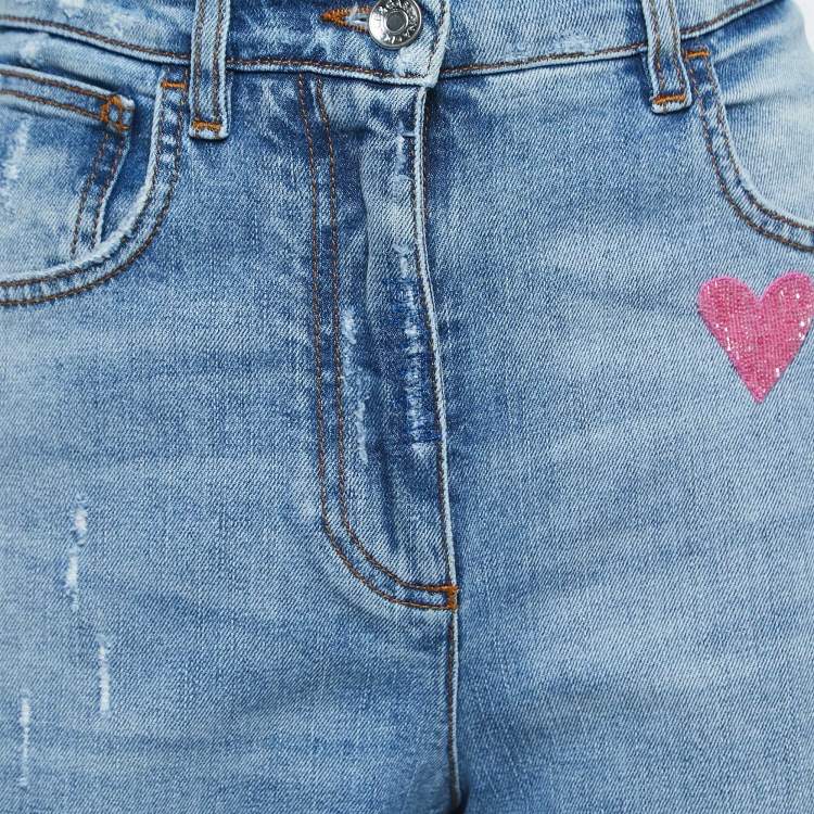 Pre Owned Dolce & Gabbana Blue Denim High Waist Cropped Jeans S Waist 25"