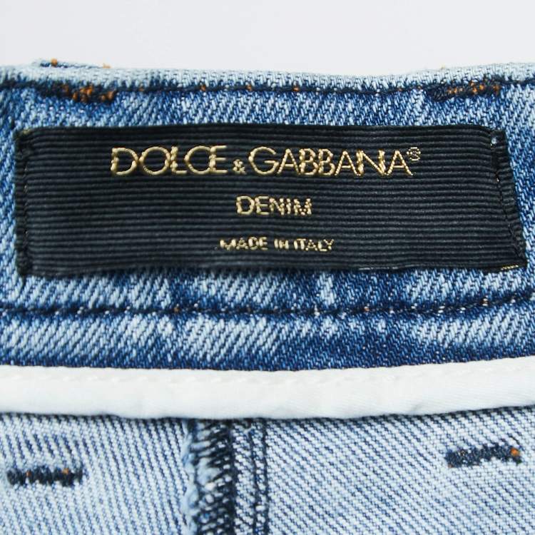 Pre Owned Dolce & Gabbana Blue Denim High Waist Cropped Jeans S Waist 25"