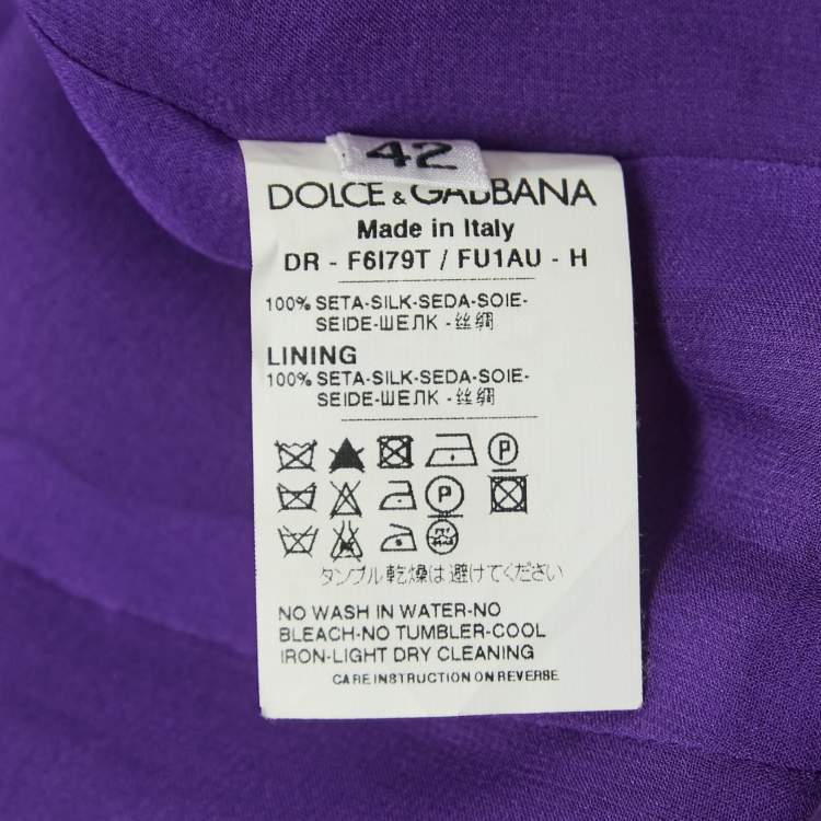 Pre Owned Dolce & Gabbana Purple Silk Gathered Sleeveless Short Dress M