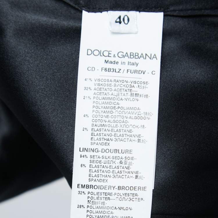 Pre Owned Dolce & Gabbana Black Embroidered Crepe Lace Detailed Sleeve Mini Dress S