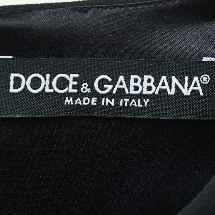 Pre Owned Dolce & Gabbana Black Embroidered Crepe Lace Detailed Sleeve Mini Dress S
