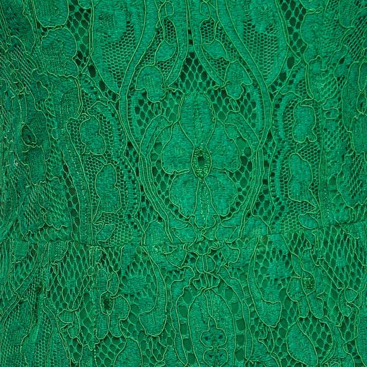 Pre Owned Dolce & Gabbana Green Lace Sleeveless Midi Dress S