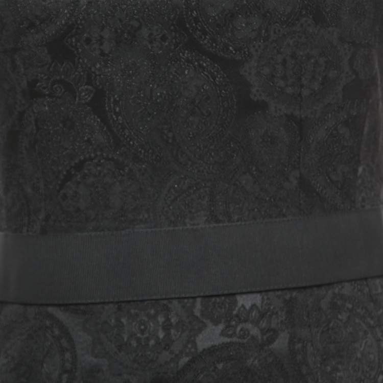 Pre Owned Dolce & Gabbana Black Jacquard Sheath Midi Dress S