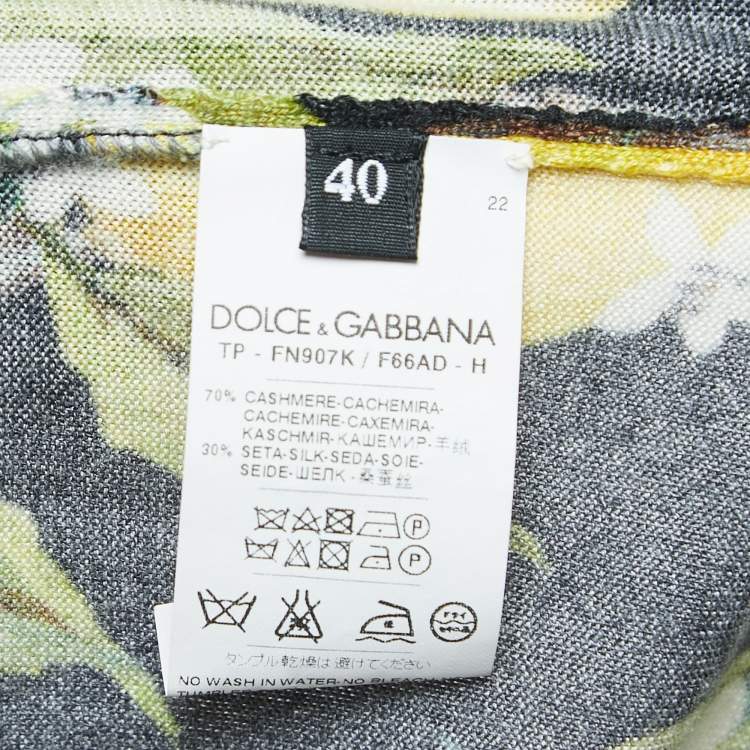 Pre Owned Dolce & Gabbana Black Lemon Printed Cashmere & Silk Knit Camisole S