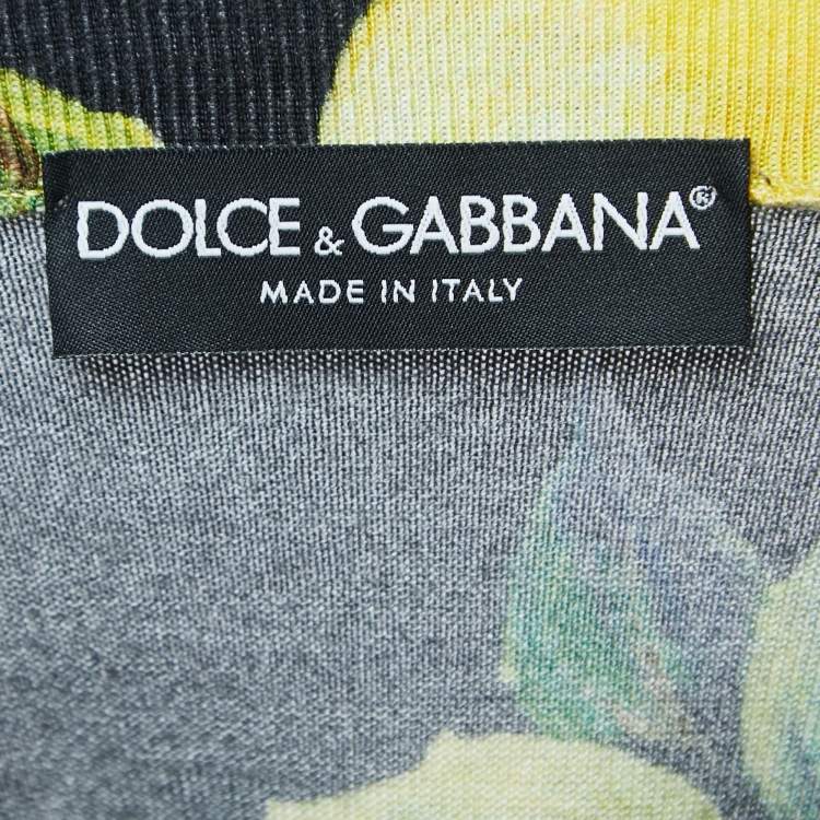 Pre Owned Dolce & Gabbana Black Lemon Printed Cashmere & Silk Knit Camisole S