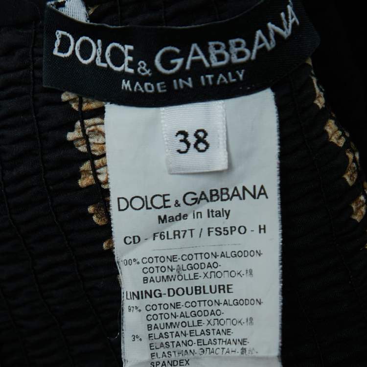 Pre Owned Dolce & Gabbana Black Coin Printed Cotton Sleeveless Midi Dress S