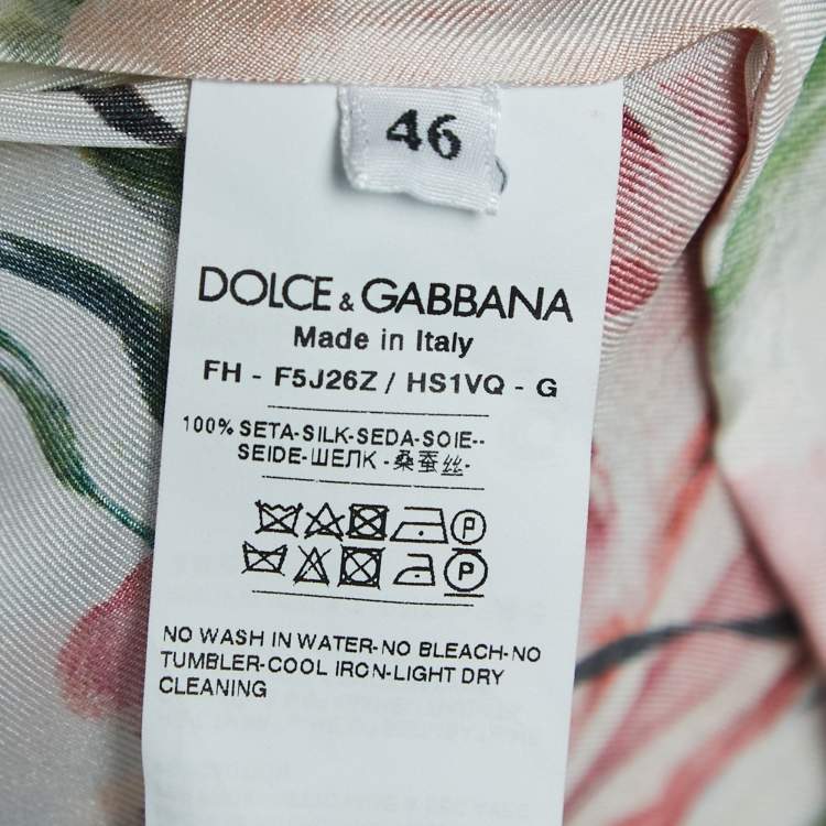 مملوكة مسبقًا Dolce & Gabbana White Floral Printed Silk Wrap Top XL