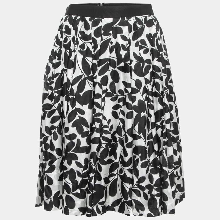 Pre Owned Dolce & Gabbana Black/White Printed Silk Mini Skirt M
