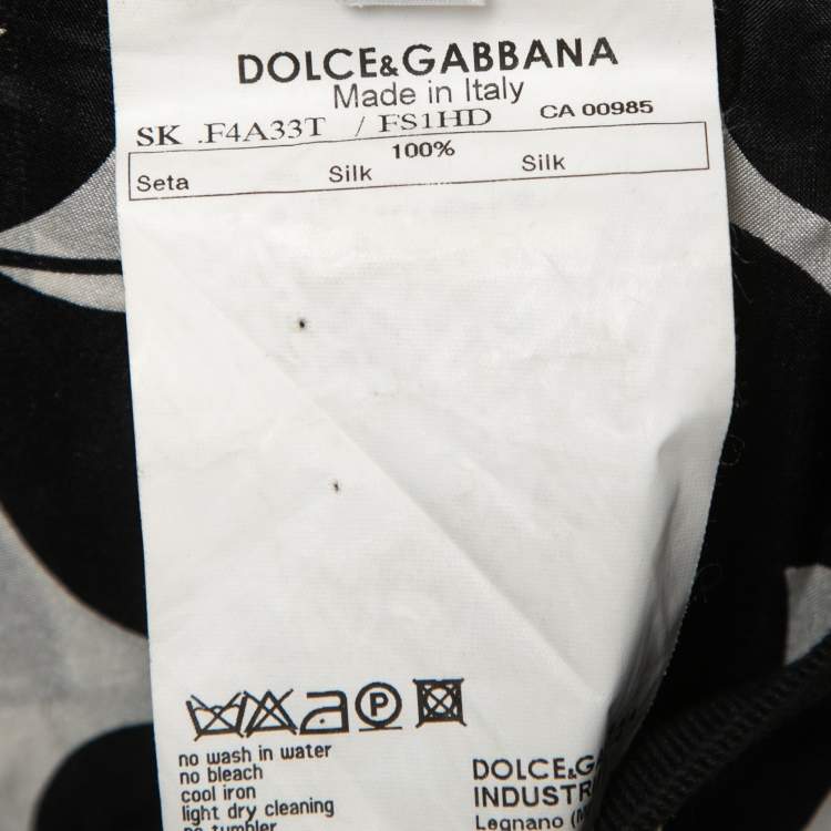 Pre Owned Dolce & Gabbana Black/White Printed Silk Mini Skirt M