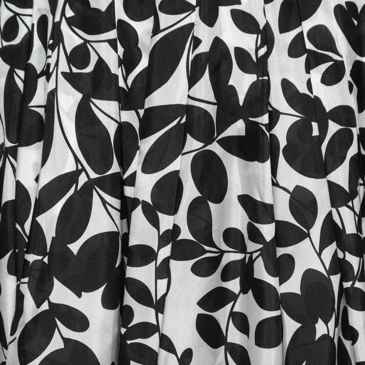 Pre Owned Dolce & Gabbana Black/White Printed Silk Mini Skirt M