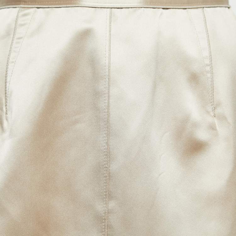 Pre Owned Dolce & Gabbana Beige Satin Mini Skirt XS