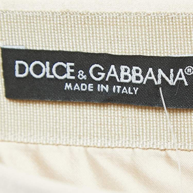 Pre Owned Dolce & Gabbana Beige Satin Mini Skirt XS