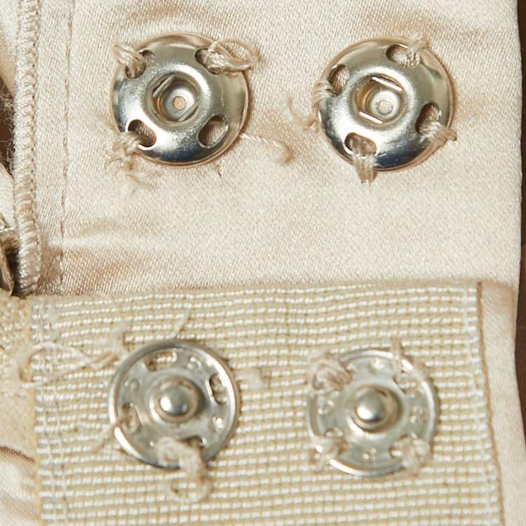 Pre Owned Dolce & Gabbana Beige Satin Mini Skirt XS