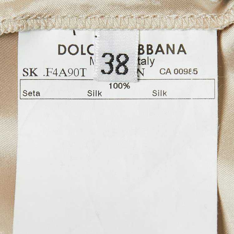 Pre Owned Dolce & Gabbana Beige Satin Mini Skirt XS