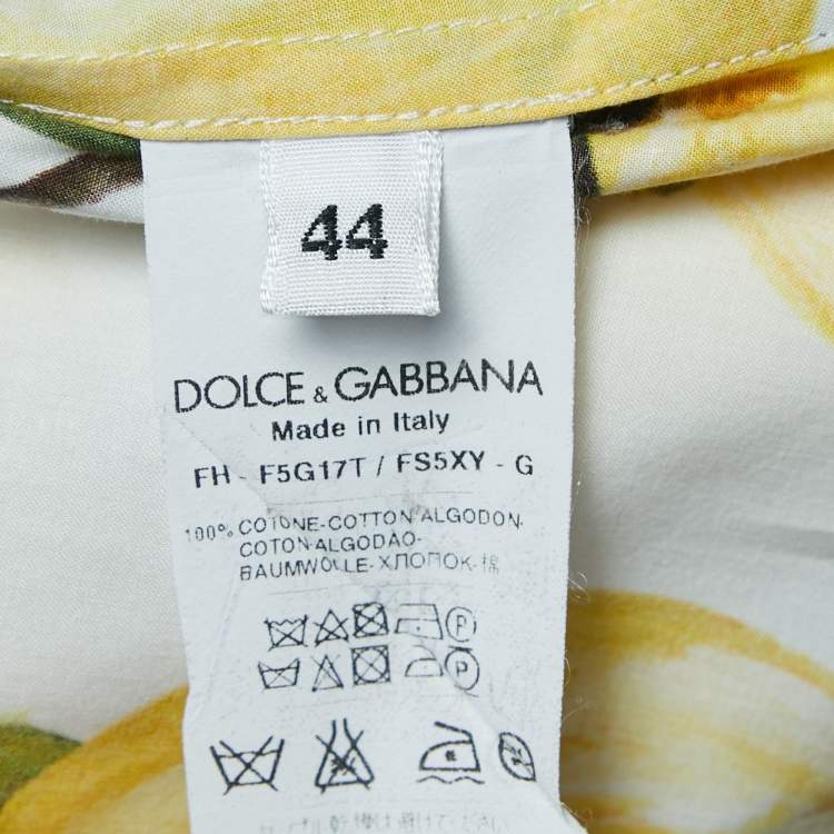 Pre Owned Dolce & Gabbana White Lemon Print Cotton Shirt L