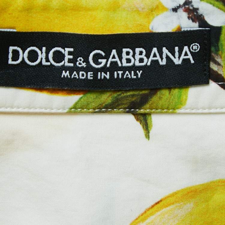 Pre Owned Dolce & Gabbana White Lemon Print Cotton Shirt L
