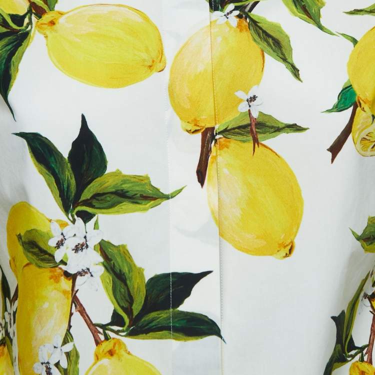 Pre Owned Dolce & Gabbana White Lemon Print Cotton Shirt L