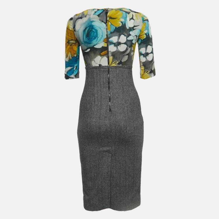 Pre Owned D&G Multicolor Floral Print Silk & Wool Short Dress XS