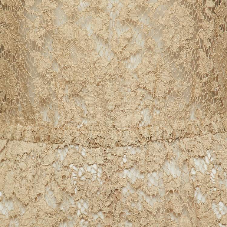 Pre Owned Dolce & Gabbana Beige Lace Elasticized Waist Sleeveless Jumpsuit S