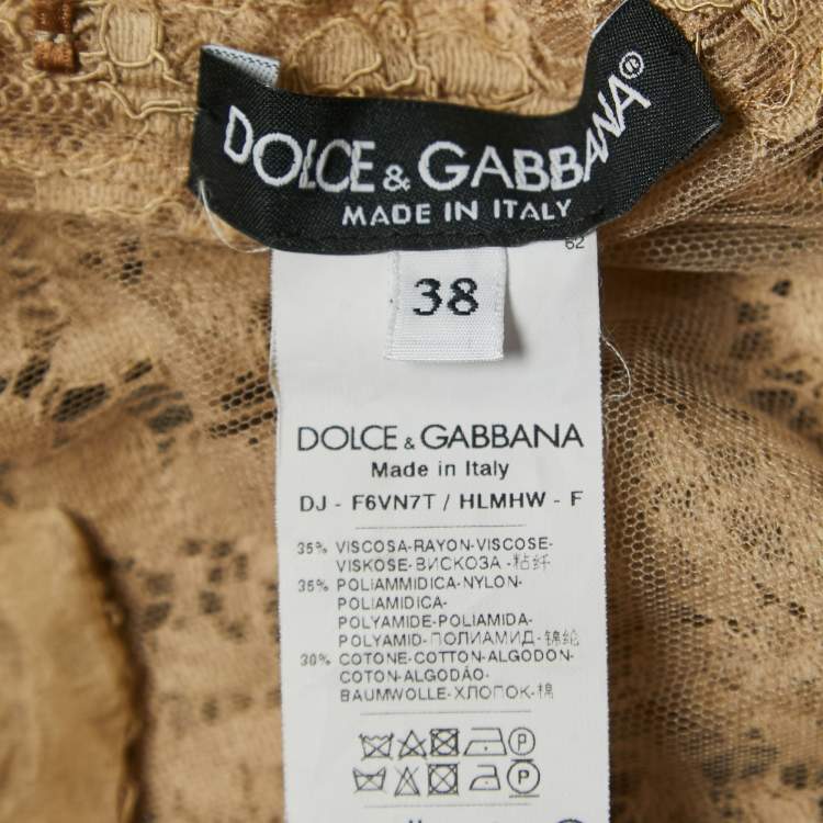 Pre Owned Dolce & Gabbana Beige Lace Elasticized Waist Sleeveless Jumpsuit S