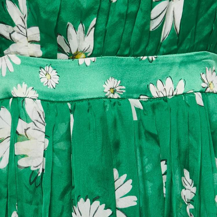 Pre Owned Dolce & Gabbana Green Floral Print Chiffon Maxi Dress S