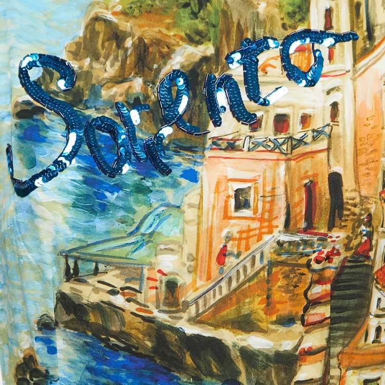 مملوكة مسبقًا Dolce & Gabbana Multicolor Sorrento Print Silk Midi Dress M
