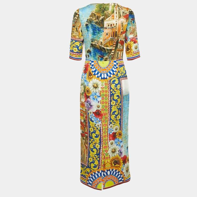 مملوكة مسبقًا Dolce & Gabbana Multicolor Sorrento Print Silk Midi Dress M