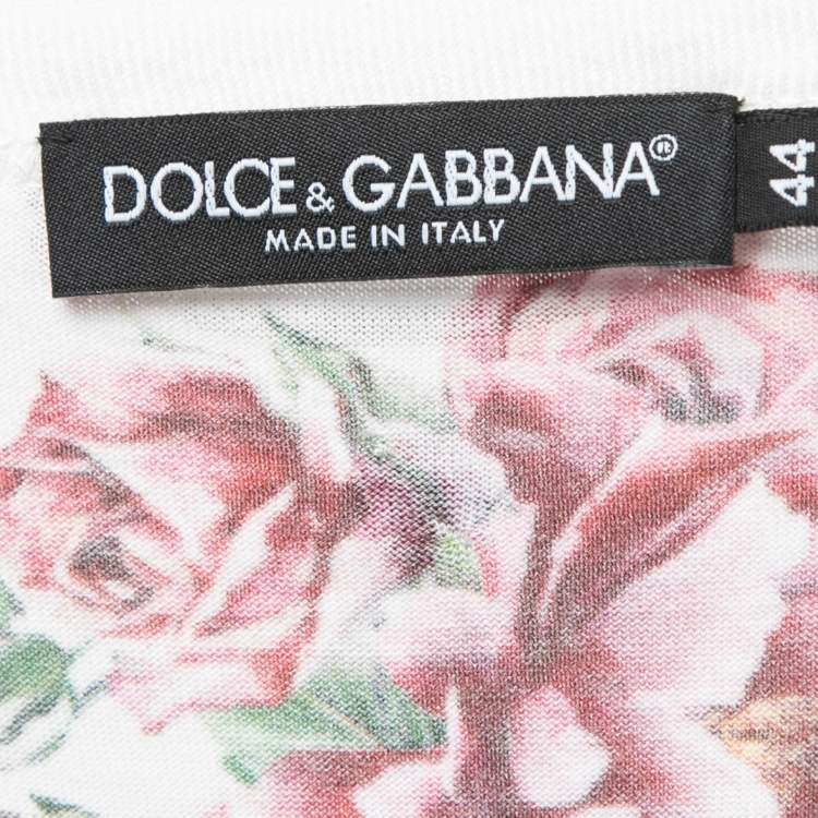 مملوكة مسبقًا Dolce & Gabbana White Floral Printed Cotton T-Shirt L