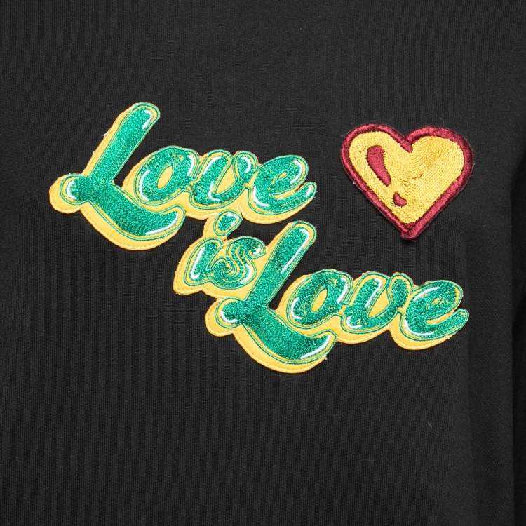 Pre Owned Dolce & Gabbana Black Cotton Love is Love Embroidered Sweatshirt M