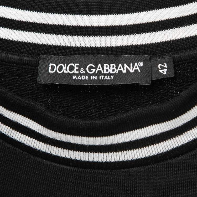 Pre Owned Dolce & Gabbana Black Cotton Love is Love Embroidered Sweatshirt M