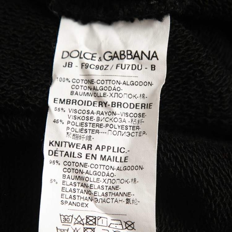 Pre Owned Dolce & Gabbana Black Cotton Love is Love Embroidered Sweatshirt M