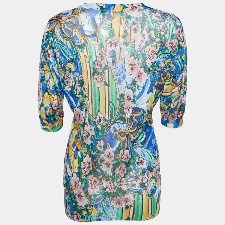 Pre Owned Dolce & Gabbana Multicolor Printed Knit T-Shirt L