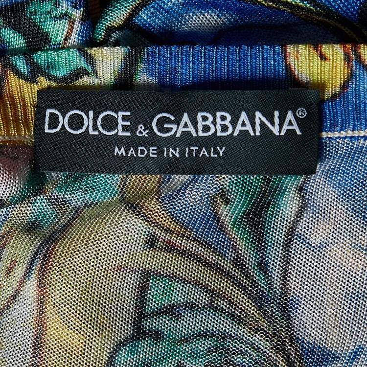 Pre Owned Dolce & Gabbana Multicolor Printed Knit T-Shirt L
