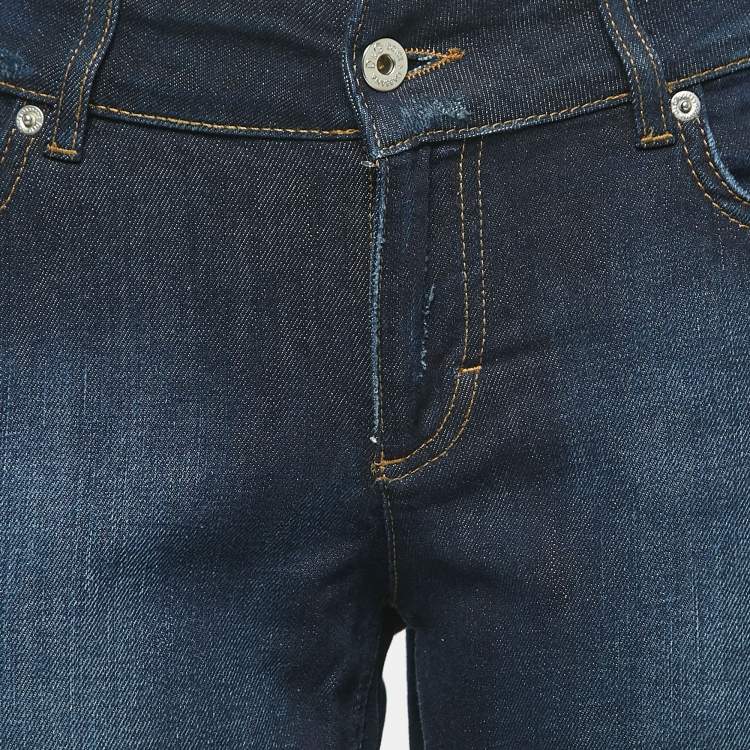 Pre Owned D&G Dark Blue Distressed Denim Very Low Rise Boot-Cut Jeans M Waist 31"