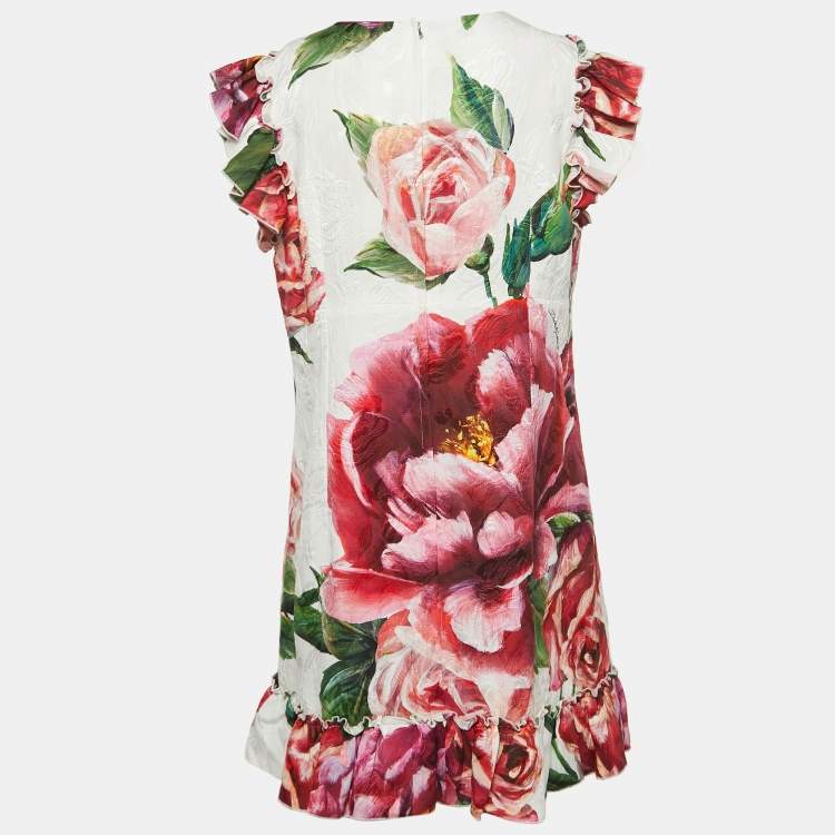 Pre Owned Dolce & Gabbana Multicolor Floral Jacquard Embellished Short Dress L