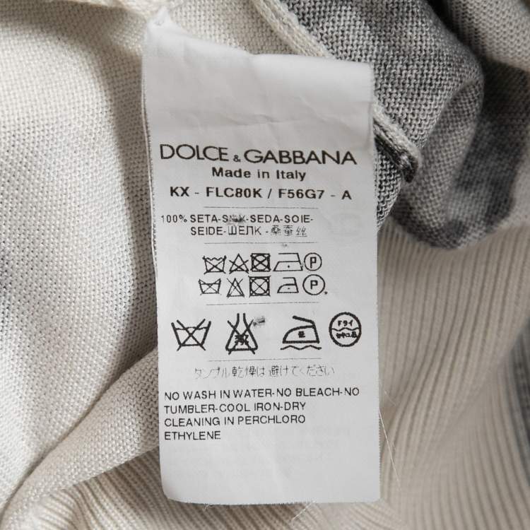 Pre Owned Dolce & Gabbana Off White Brush Stroke Printed Silk Buttoned Cardigan L