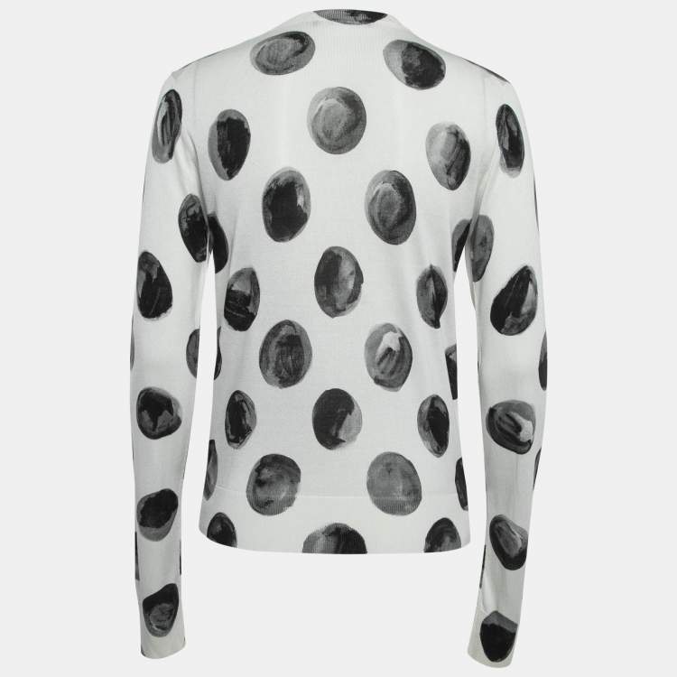 Pre Owned Dolce & Gabbana Off White Brush Stroke Printed Silk Buttoned Cardigan L