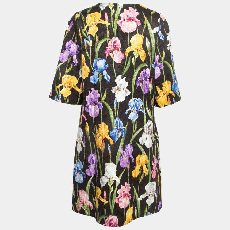 Pre Owned Dolce & Gabbana Multicolor Floral Jacquard Short Shift Dress XL