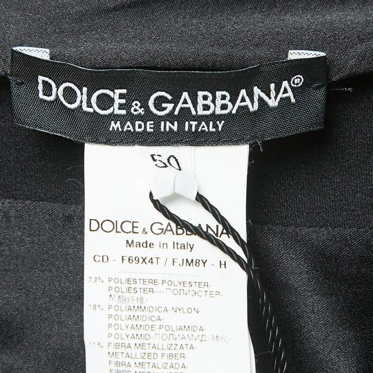Pre Owned Dolce & Gabbana Black/Pink Lurex Jacquard Off Shoulder Corseted Midi Dress XL