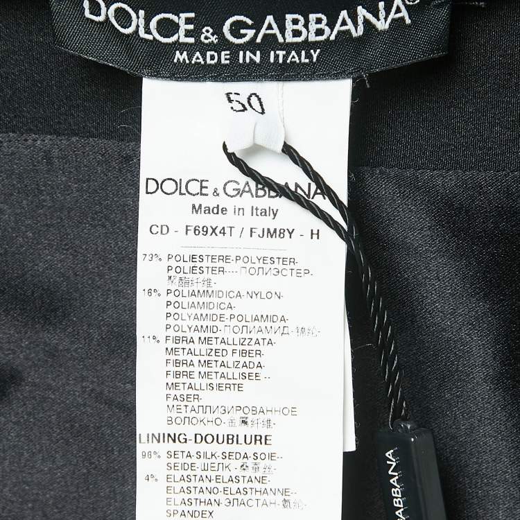 Pre Owned Dolce & Gabbana Black/Pink Lurex Jacquard Off Shoulder Corseted Midi Dress XL