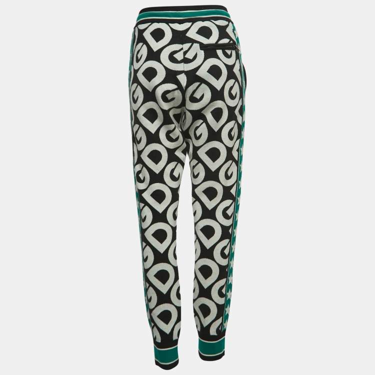 Pre Owned Dolce & Gabbana Black Monogram Wool Sweatpants M