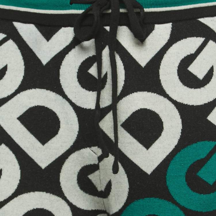 Pre Owned Dolce & Gabbana Black Monogram Wool Sweatpants M