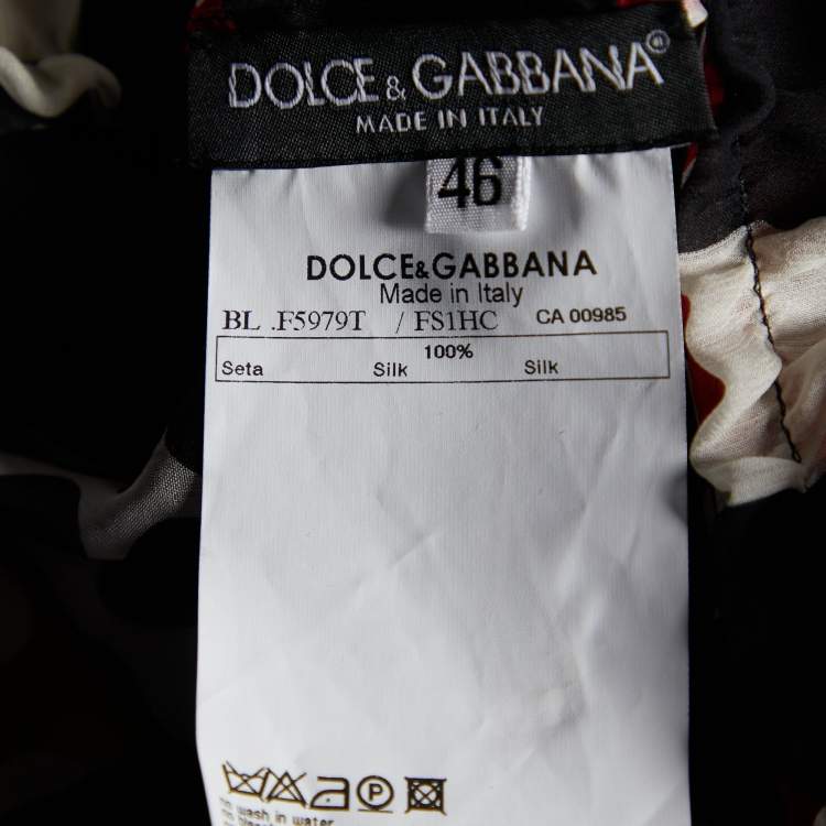 Pre Owned Dolce and Gabbana Multicolor Polka Dot Silk Top L