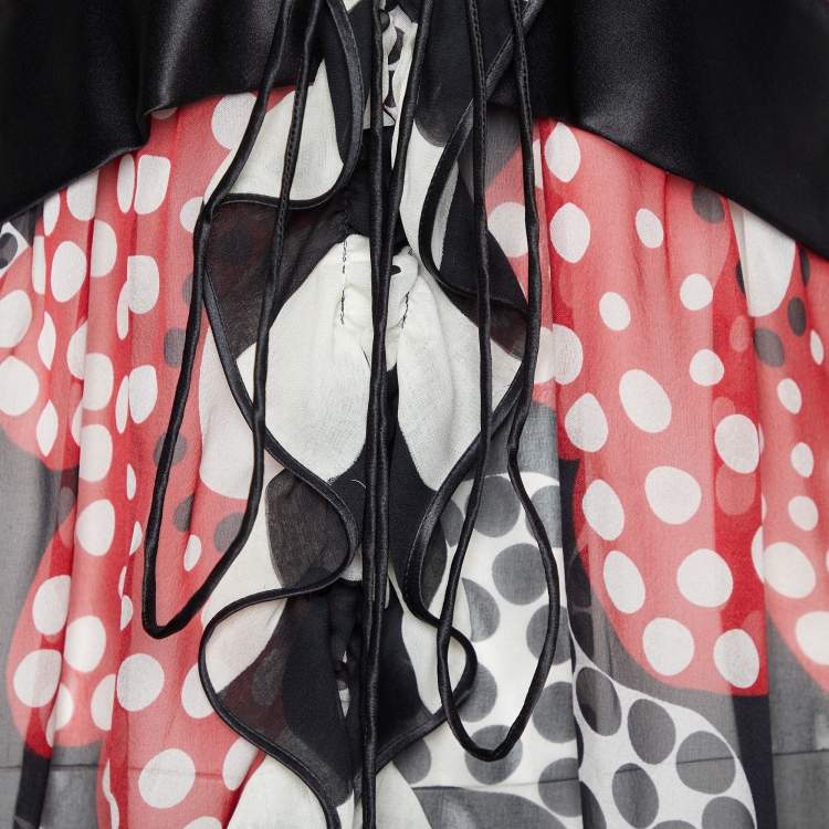 Pre Owned Dolce and Gabbana Multicolor Polka Dot Silk Top L