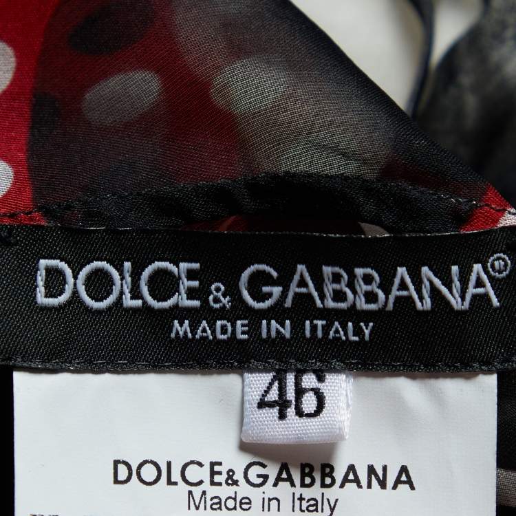 Pre Owned Dolce and Gabbana Multicolor Polka Dot Silk Top L