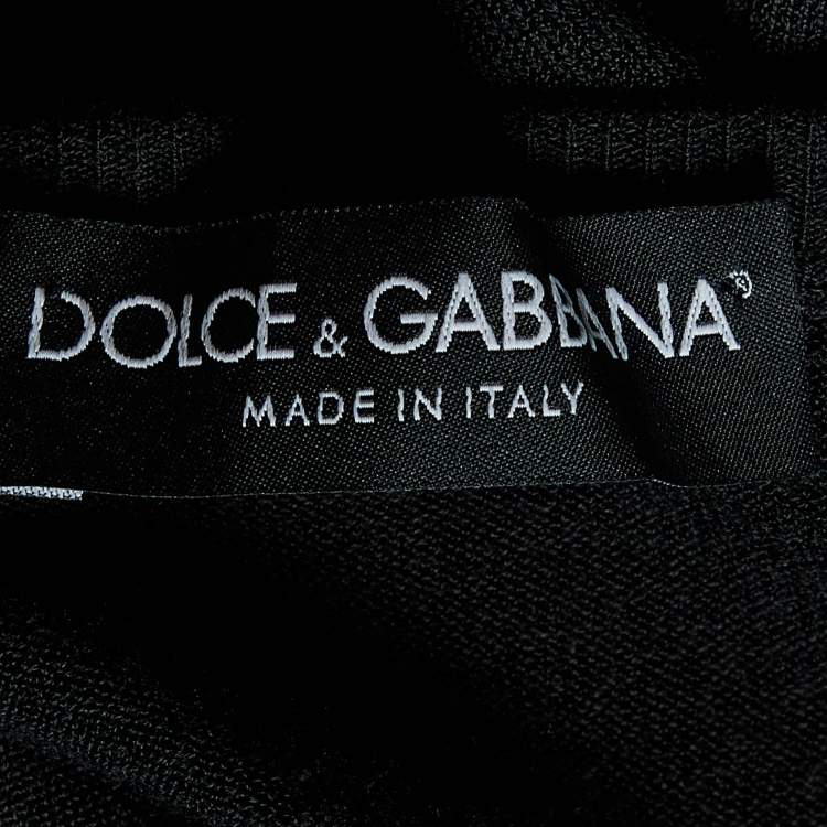 Pre Owned Dolce & Gabbana Black Kit & Printed Cotton Paneled Sweater M