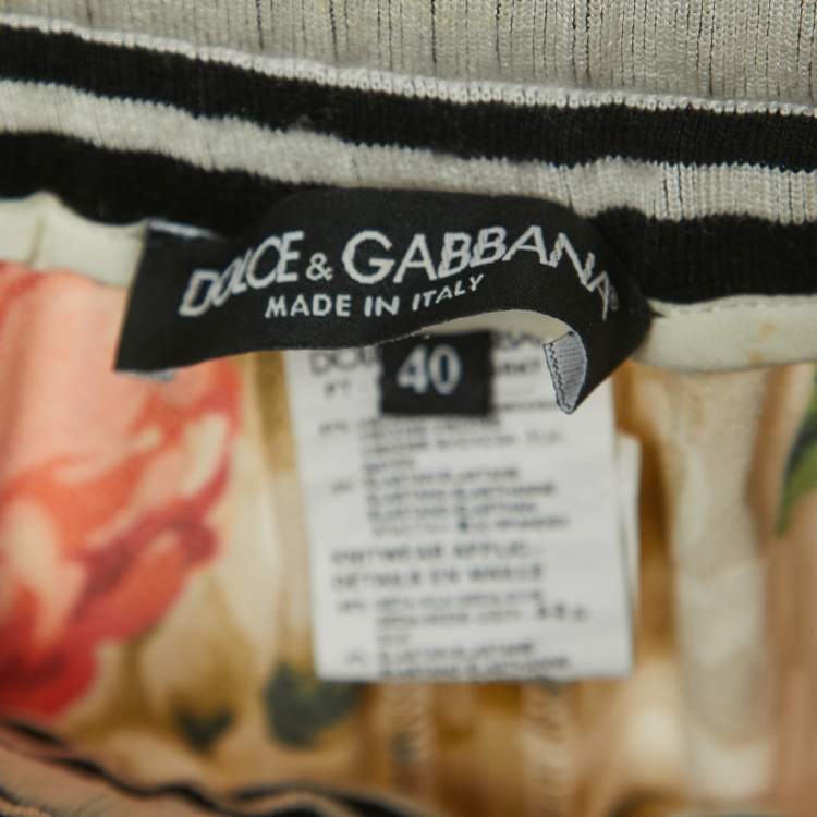 Pre Owned Dolce & Gabbana Multicolor Floral Print Crepe Logo Detailed Drawstring Joggers S
