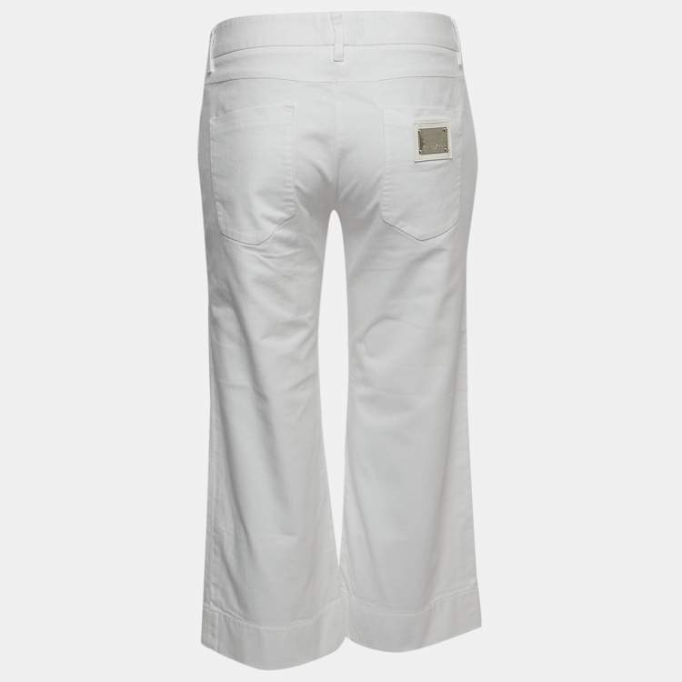 Pre Owned Dolce & Gabbana White Denim Culottes M Waist 30" 