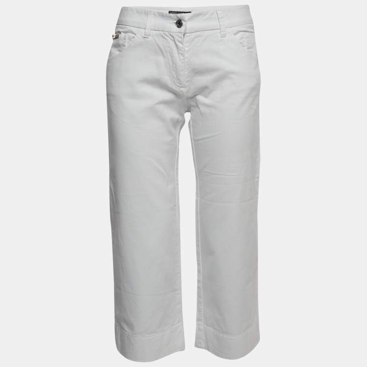 Pre Owned Dolce & Gabbana White Denim Culottes M Waist 30" 