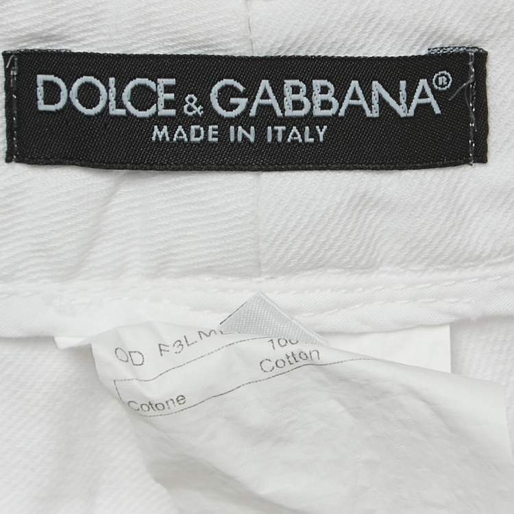 Pre Owned Dolce & Gabbana White Denim Culottes M Waist 30" 